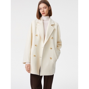 朗姿法式纯羊毛高级感中长款女士气质大衣2023冬季毛呢外套女