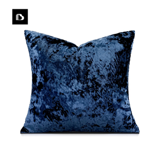 柏洛斯家居简约现代蓝色丝绒抱枕样板间沙发客厅，设计师靠垫靠枕套