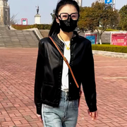 大码女装柔软pu皮衣，短款2024年春季皮夹克小个子，韩版修身外套