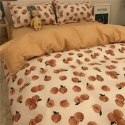 春秋水洗棉四件套床上用品北欧ins小樱桃被套学生宿舍床单三件套