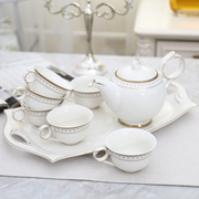 欧式骨瓷茶具咖啡杯具套装，八件套带托盘英式下午茶，礼盒装结婚送礼