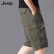 Jeep吉普男士工装短裤夏季多口袋美式五分中裤宽松运动休闲裤子男