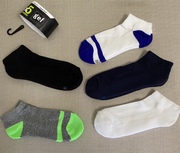 外贸出口男童运动棉袜，足球篮球袜毛巾，底吸汗短筒袜子一组5双