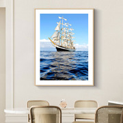 客厅装饰画办公室挂画书房壁画现代简约帆船一帆风顺艺术墙面挂画