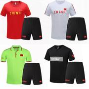 短袖短裤套装男女速干透气国旗，t恤中国国家队比赛服团队服装定制