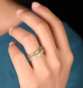 新疆天然和田玉素圈玉戒指男女款个性指圈玉石指环复古风玉扳指