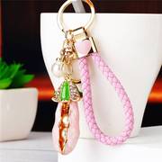 多子多福豌豆荚汽车钥匙扣女水钻，韩国可爱创意包挂件(包挂件)钥匙链圈