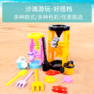儿童沙滩玩具套装沙漏车，铲子和桶玩沙工具男孩，女宝宝挖沙漏斗大号
