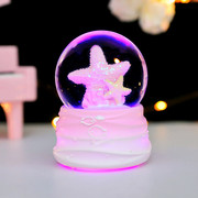 水晶球摆件女孩儿童音乐盒，2024新年礼物卧室，装饰品梦幻飘雪八音盒