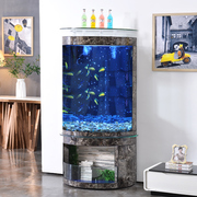流水喷雾圆形鱼缸水族箱家用生态玻璃造景乌龟缸金鱼缸水陆水幕墙