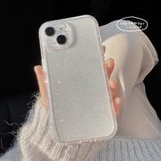 简约小清新iphone15ProMax手机壳11透明闪粉12全包苹果13 Pro保护套女款14包按键