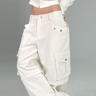 oinkoink可拆卸低腰工装裤，宽松阔腿裤，原创设计小众春季裤子女