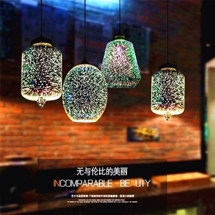 创意3D彩色玻璃吊灯酒吧餐厅吧台阳台玄关咖啡厅现代简约氛围灯具