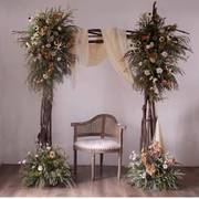 森系木桩花门田园户外婚庆，布场木架道具，草坪婚礼装饰木拱门