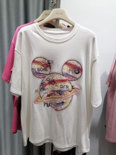 粉色t恤女短袖2023夏季彩色爱心小大版宽松中长款上衣潮
