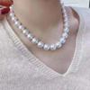 送妈妈的礼物白色珍珠项链女10-11m正圆送婆婆七夕情人节礼物