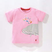 2023夏装女童短袖T恤宝宝粉红色海豚色休闲上衣儿童纯棉小童半袖9