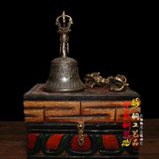 西藏寺庙收纯铜老铜降魔杵，降魔铃一套带木盒金刚铃金刚杵