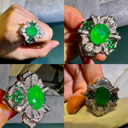 名媛气质风人造花园宝石，祖母绿戒指百搭时尚轻奢饰品礼物
