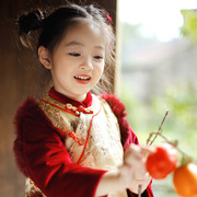 儿童民族风男女宝宝冬季加厚汉服原创童装中国风过年衣服改良旗袍
