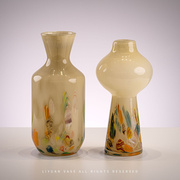 中古芬顿创意玻璃花瓶样板房客厅家居摆件琉璃工艺品