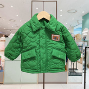 秋冬款儿童绿色，翻领棉服按扣外套，保暖棉袄mz3102301韩版童装