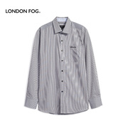 伦敦雾男士休闲长袖衬衫丝光，底磨毛小格子，单袋商务绅士咖啡色衬衣