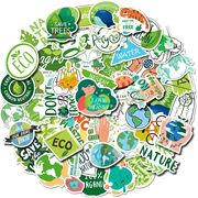 50张环保ECO保护环境贴纸绿色环保标志保护地球贴纸文具盒sticker
