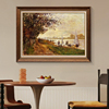 手绘欧式美式客厅餐厅玄关风景油画 莫奈夕阳下的尼维尔河岸N277