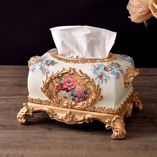 欧式纸巾盒客厅家用高档树脂，奢华茶几创意简约抽纸盒家居装饰摆件
