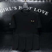 F3015-66616-P80 2024夏季男士丝光棉短袖T恤（M-5XL）沙发图黑色