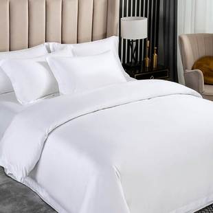 纯白色宾馆床上用品四件套酒店，民宿专用被子枕芯床垫，套装旅馆拆洗
