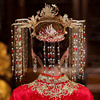 中式汉服新娘头饰套装流苏龙凤，褂古风发饰结婚红色，古装秀禾服