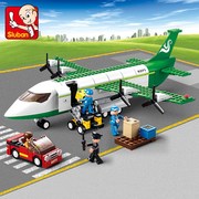 小鲁班积木拼装玩具飞机模型系列小颗粒空中巴士客机男孩