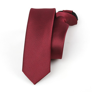 新酒红细纹商务正装领带，红色拉链式条纹，新郎结婚窄懒人免打