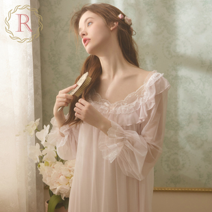 RoseTree蕾丝睡裙女春秋季长袖长款宽松性感高级感宫廷公主风睡衣