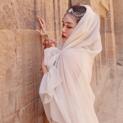 超大防晒丝巾迪拜清真寺沙漠旅游拍照头巾棉麻，民族风披肩围巾女