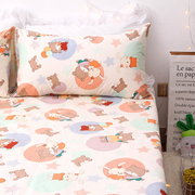 加厚纯棉儿童卡通兔子粗布床单纯棉单双人(单双人)被单被罩被套床笠垫子套