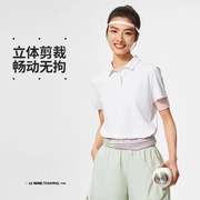 李宁女短袖polo衫2024夏季健身排汗舒适透气翻领上衣aplu126