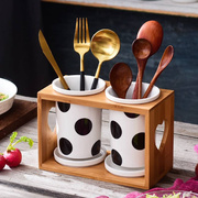 创意北欧陶瓷筷子筒双筒沥水，家用筷子桶筷子，盒韩式收纳置物架