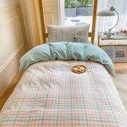 学生宿舍床上三件套100全棉，纯棉床单被套单人，儿童1.2米床上用品夏