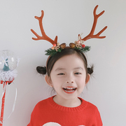 圣诞节松果花朵发箍儿童节日鹿角拍照写真头饰可爱小鹿女孩头箍