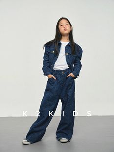 8折k2kids/小众设计 超酷豹纹牛仔 外套/长裤/半裙2色 亲子