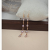 yeajewel小众设计感紫珍珠金珠，耳环复古优雅气质长耳钩轻奢40226