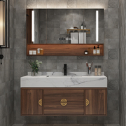 新中式实木大理石浴室柜智能，组合卫生间洗手池洗脸盆柜，洗漱台定制