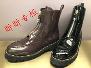 linearosa恋尚萝莎女鞋2023冬季厚底圆头粗跟铆钉短靴子4t36202
