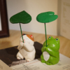《祈福》手工木雕青蛙树叶，动物卡通木质治愈系，桌面装饰摆件小礼物