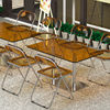 长方形钢化玻璃快餐店吃饭桌椅组合网红奶茶甜品蛋糕店咖啡厅餐饮