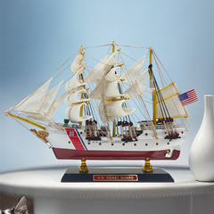 一帆风顺手工帆船模型摆件仿真实木质工艺船创意家居33 55cm