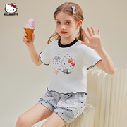 HELLO KITTY女童套装夏季2025新款儿童薄款中大童短袖T恤短裤